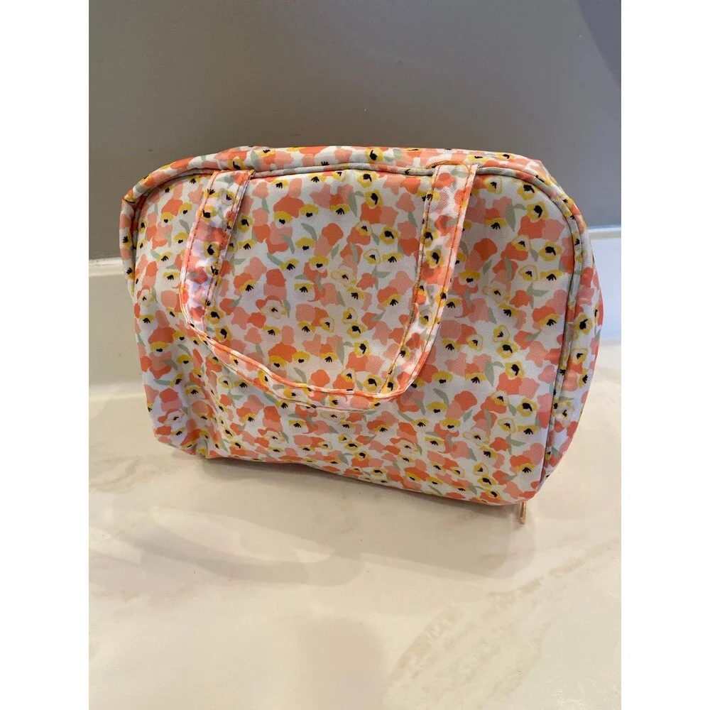 Floral Makeup & Accessory Travel Bag Large Open See Through Compartments ?‎ New